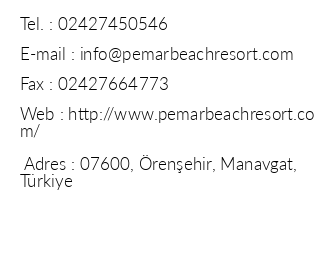 Pemar Beach Resort iletiim bilgileri